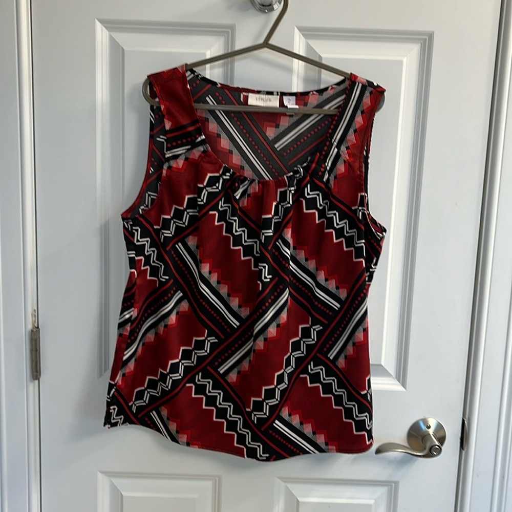 Chico’s size 2 (12-14 large) sleeveless top  - red black and white